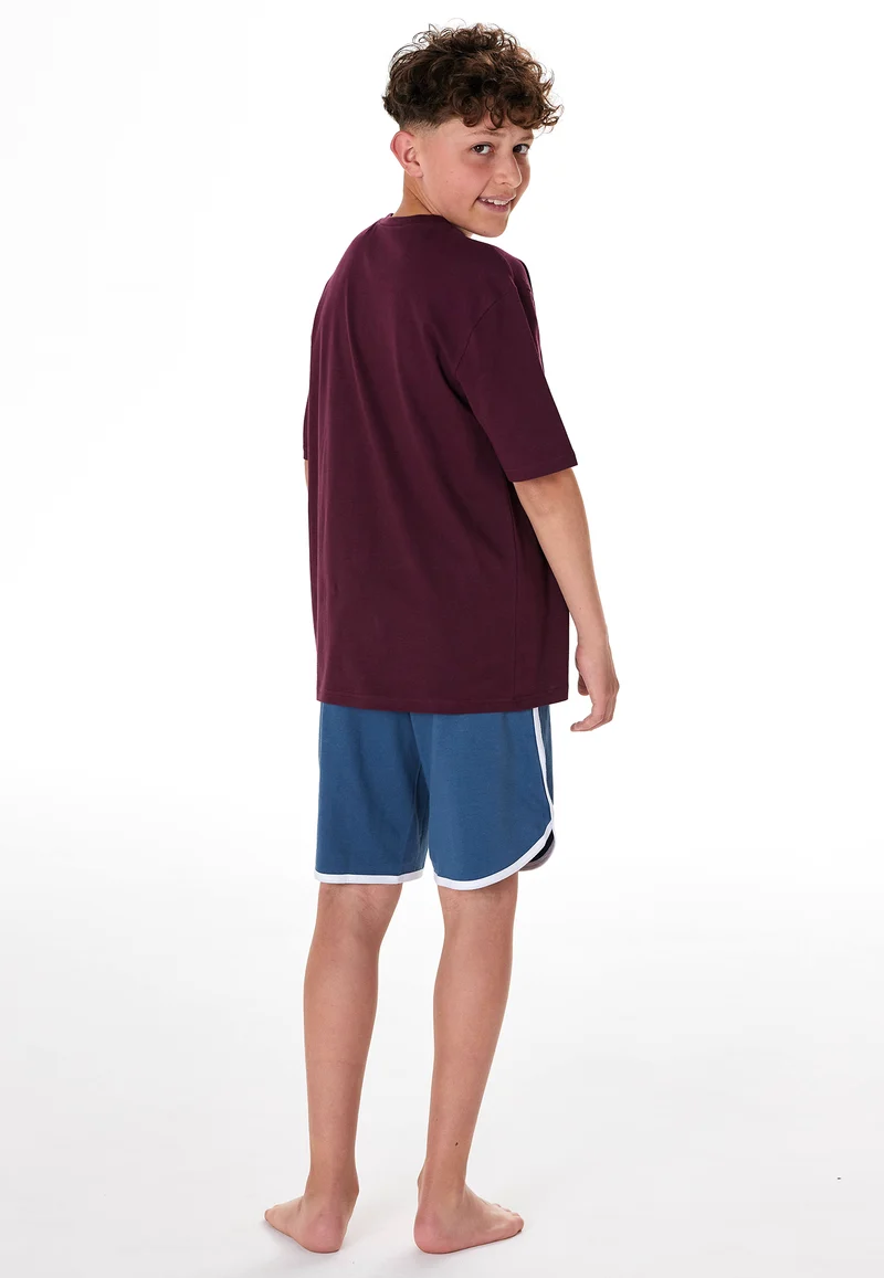 Schlafanzug kurz Bordeaux/Blau - Teens Nightwear