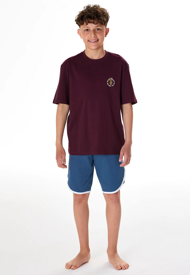Schlafanzug kurz Bordeaux/Blau - Teens Nightwear