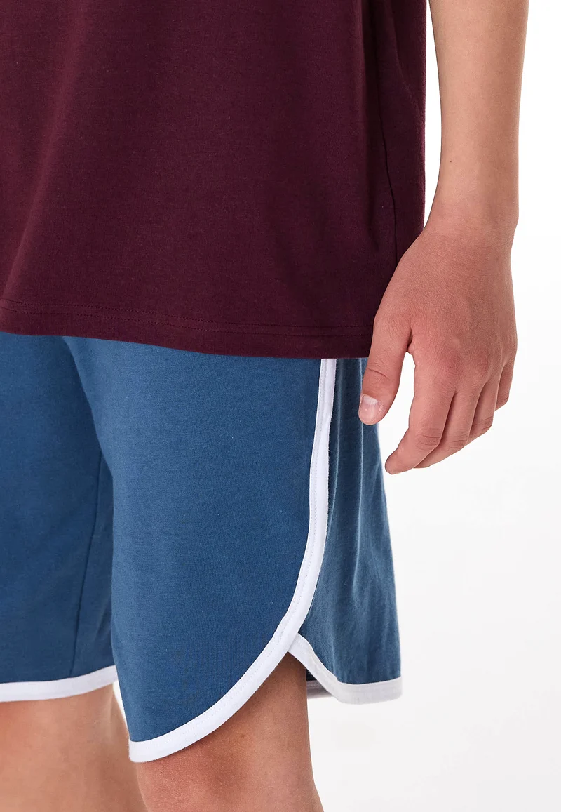 Schlafanzug kurz Bordeaux/Blau - Teens Nightwear