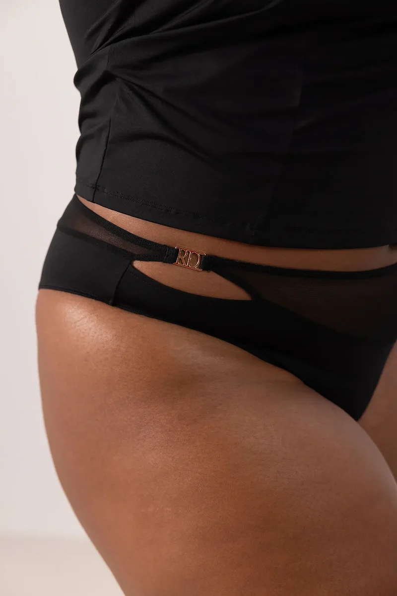 Tanga échancré Romane Dicko Noir