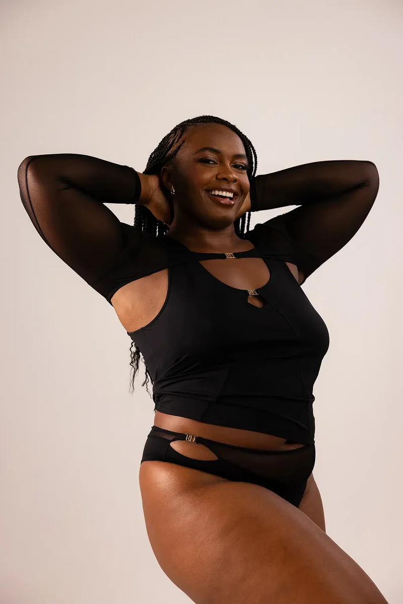 Tanga échancré Romane Dicko Noir