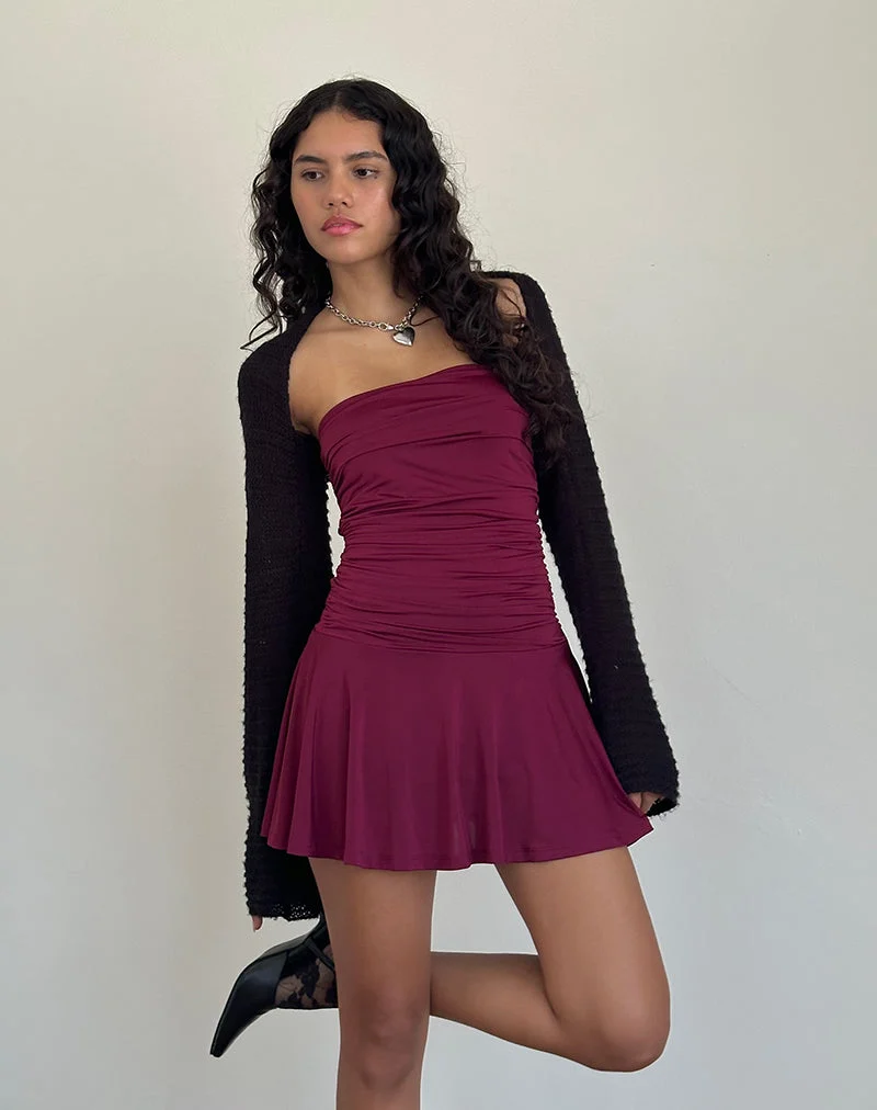 Mini robe bandeau fluide Yasmin en bourgogne