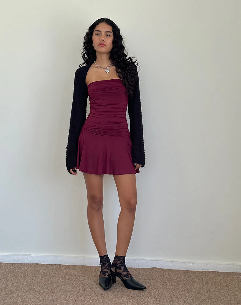 Mini robe bandeau fluide Yasmin en bourgogne