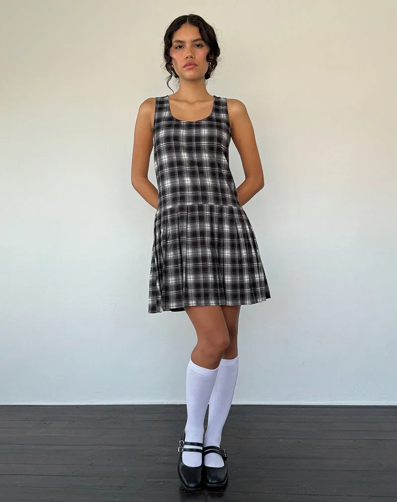 Mini robe Namaya à carreaux noirs et blancs
