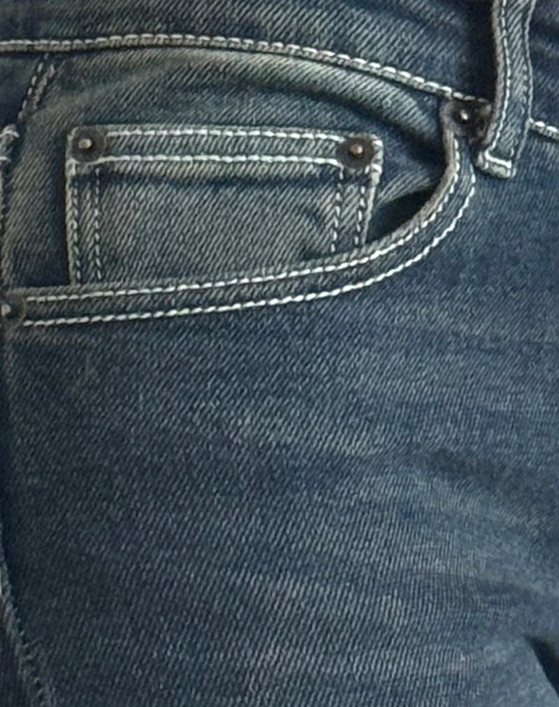 Jeans Bootleg à taille basse en Vintage Indigo à piqûres épaisses