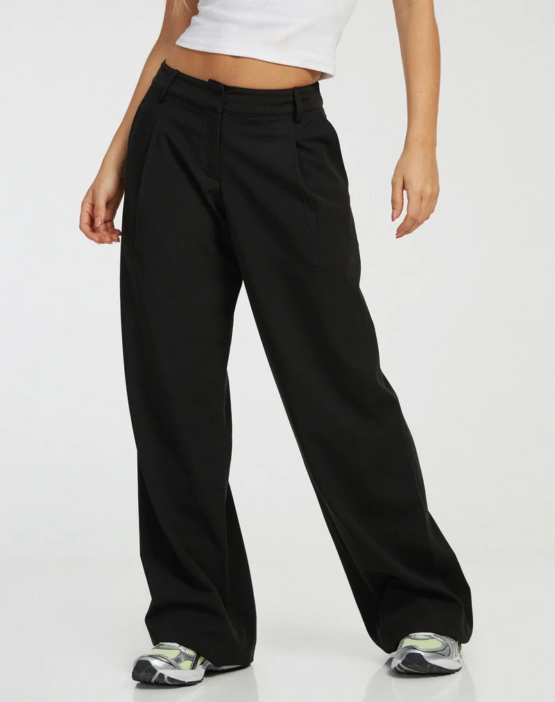 Pantalon à jambes larges Hondra, noir