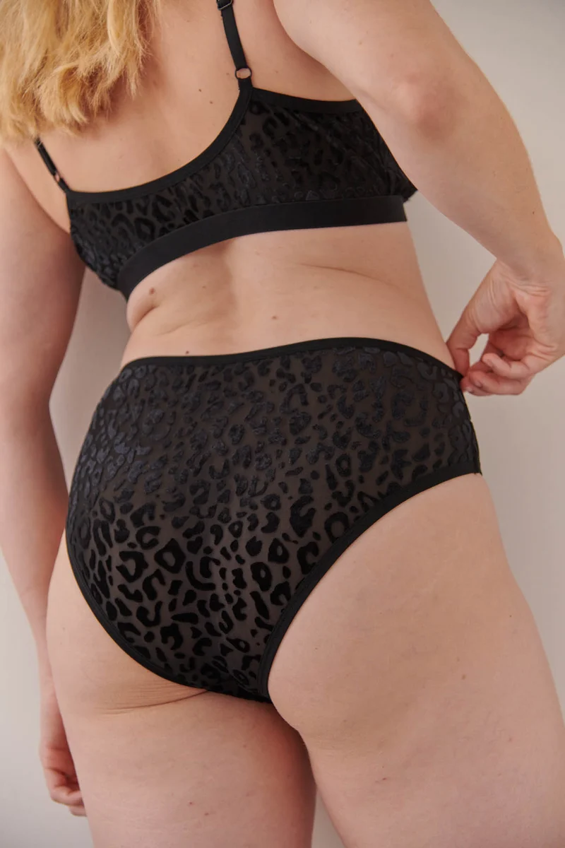 Culotte Taille Haute Tulle - Léopard Noir