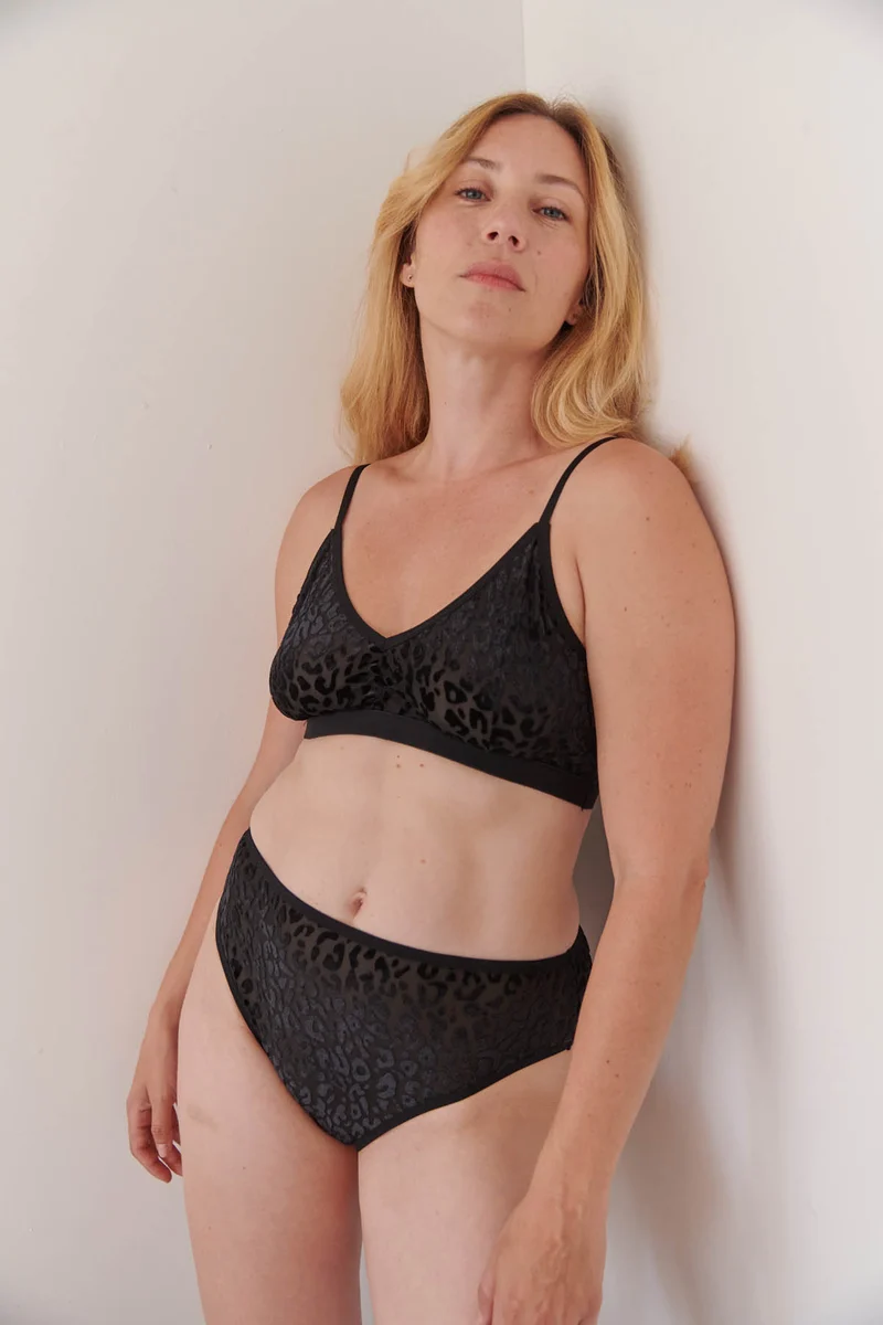 Culotte Taille Haute Tulle - Léopard Noir