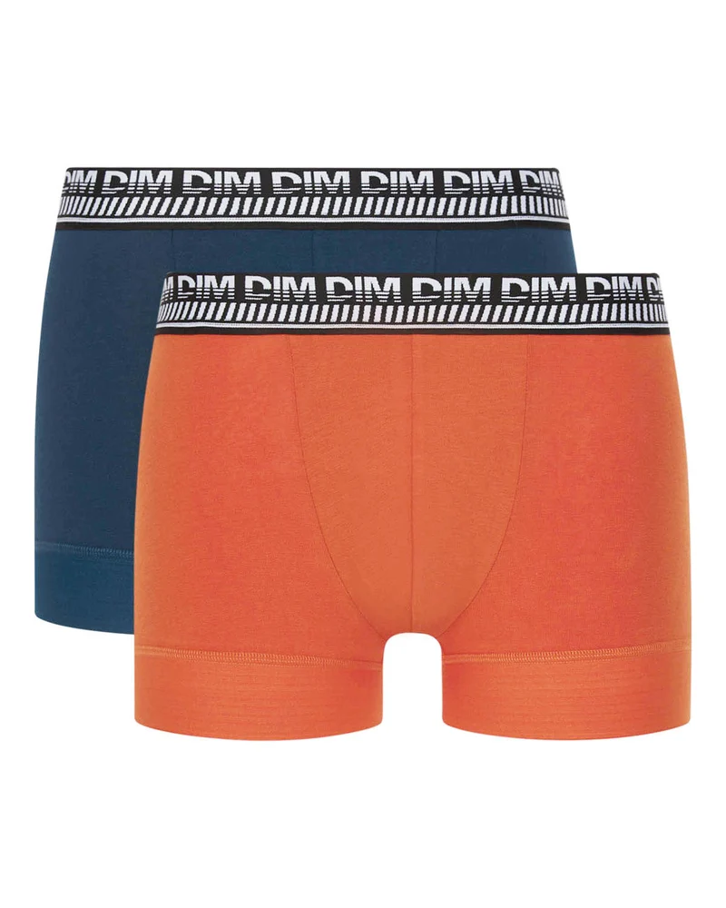Lot de 2 boxers homme en coton extensible Bleu Orange Stay and Fit