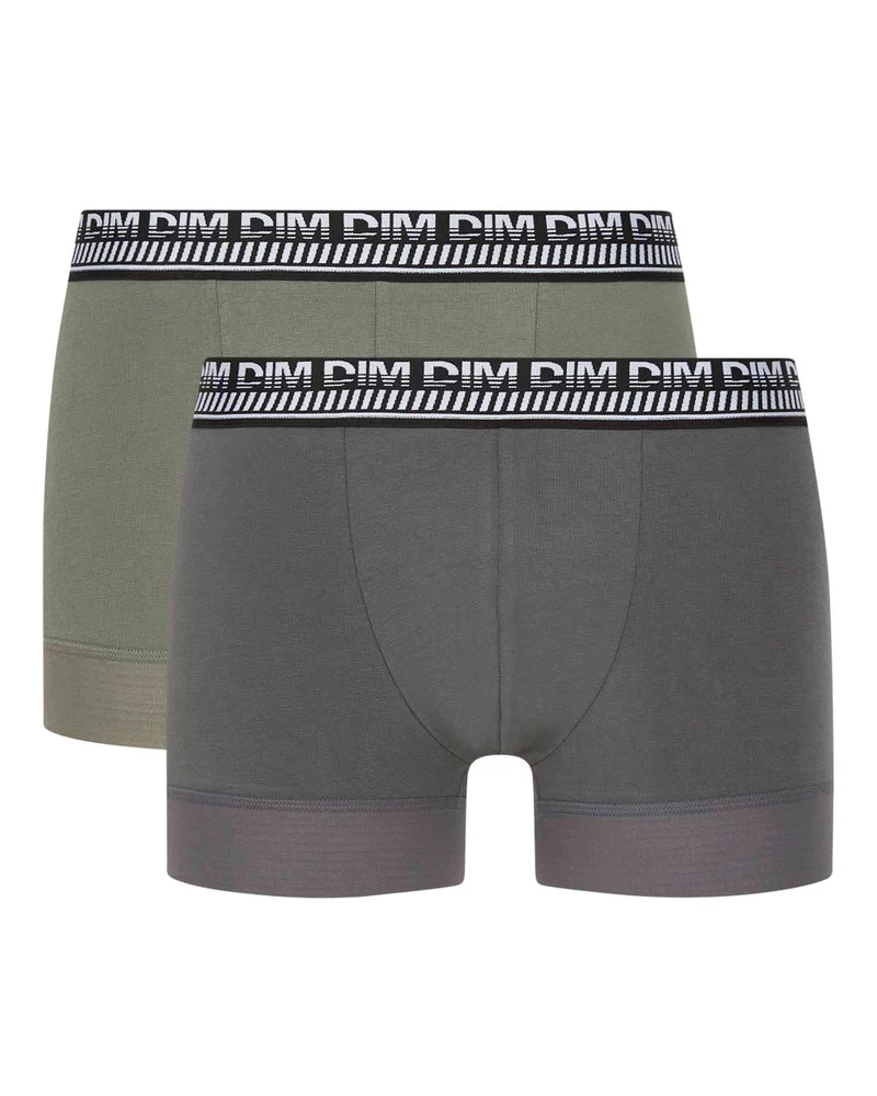 Lot de 2 boxers homme en coton extensible Vert Olive Stay and Fit