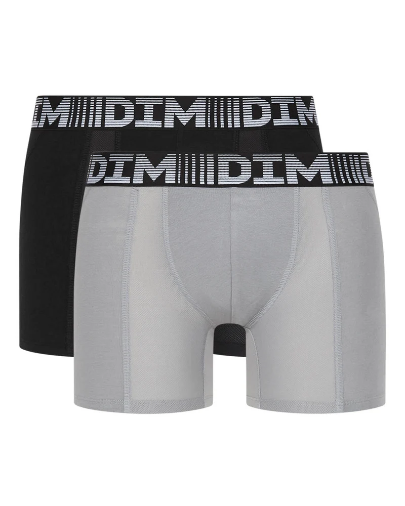 Lot de 2 boxers longs homme respirants Noir Gris 3D Flex Air