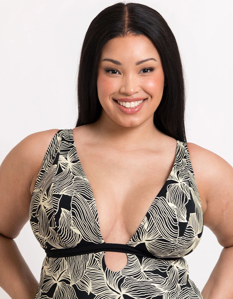 Curvy Kate Ripple Reef Reversible Non-Wired Multiway Swimsuit Black Print