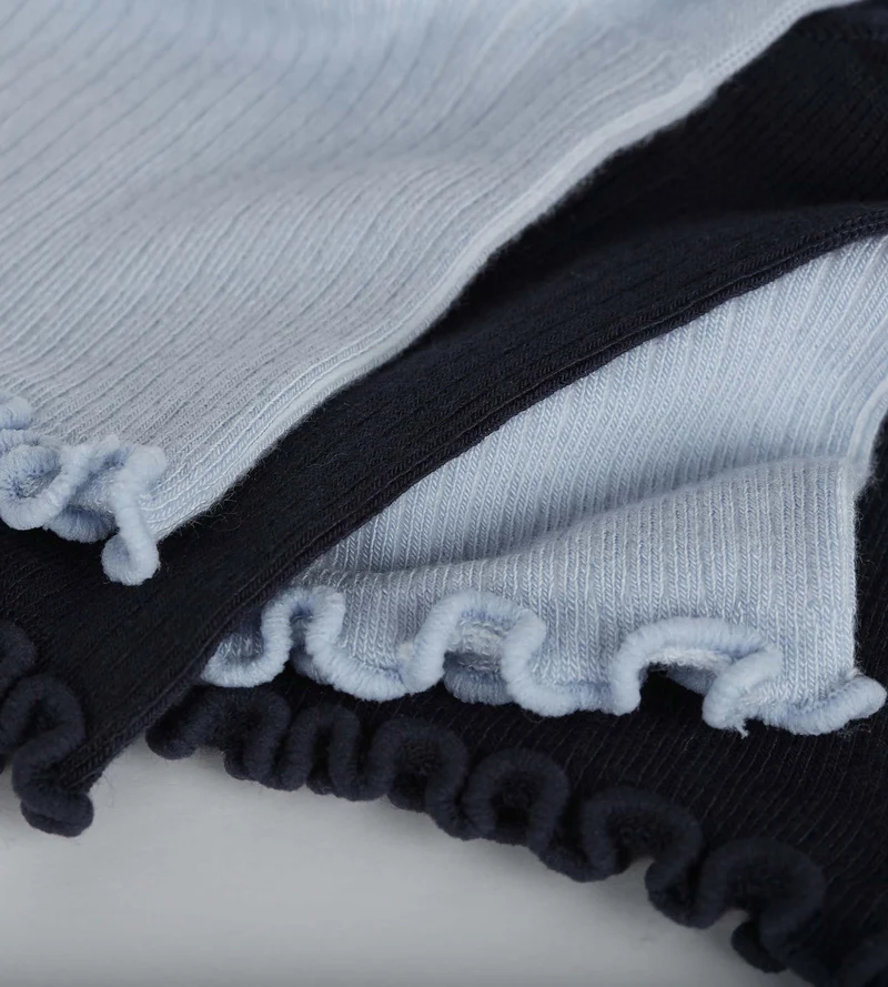 Lot de 2 paires de chaussettes femme à volants Marine Dim Modal