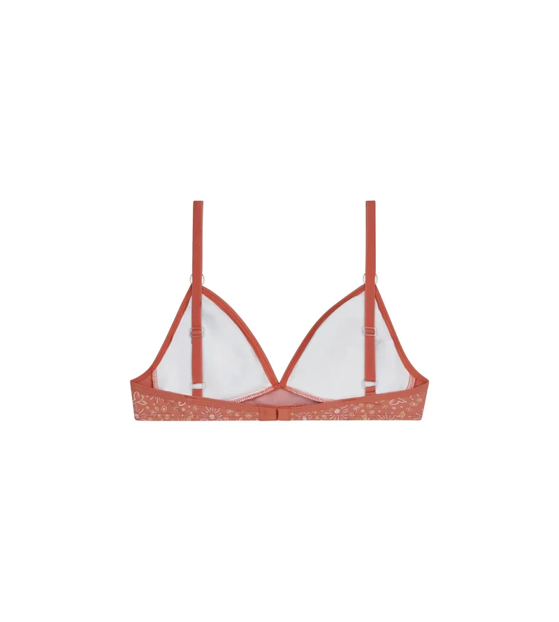 Soutien-gorge fille coton stretch Ocre à fleurs Les Pockets