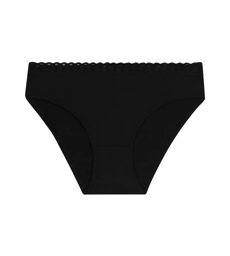 Culotte fille en microfibre et dentelle Noire Daily