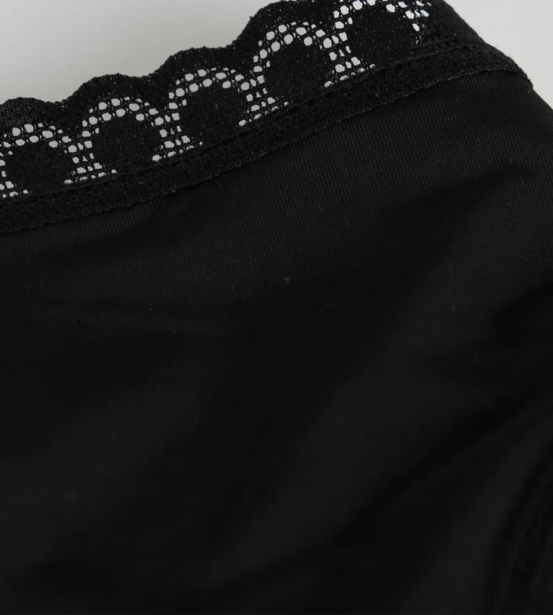 Culotte fille en microfibre et dentelle Noire Daily