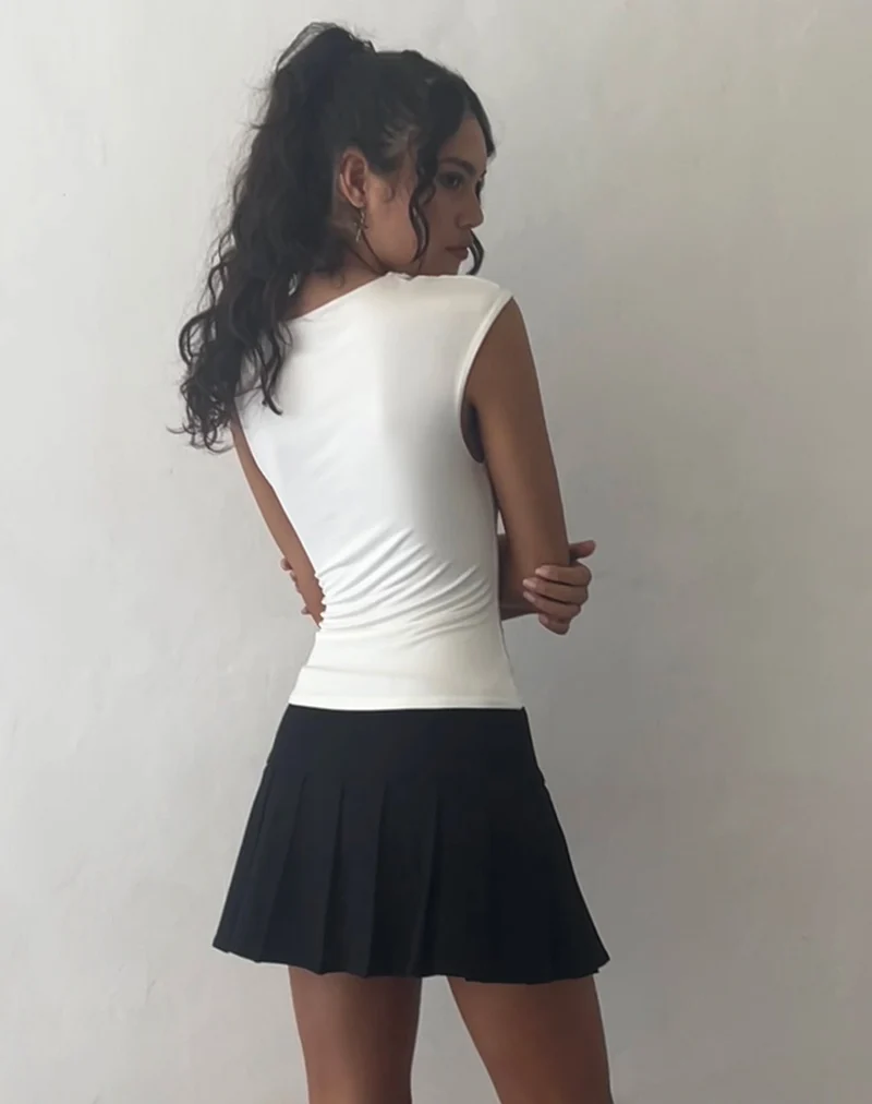 Cambrie - Top sans manches asymétrique - Ivoire