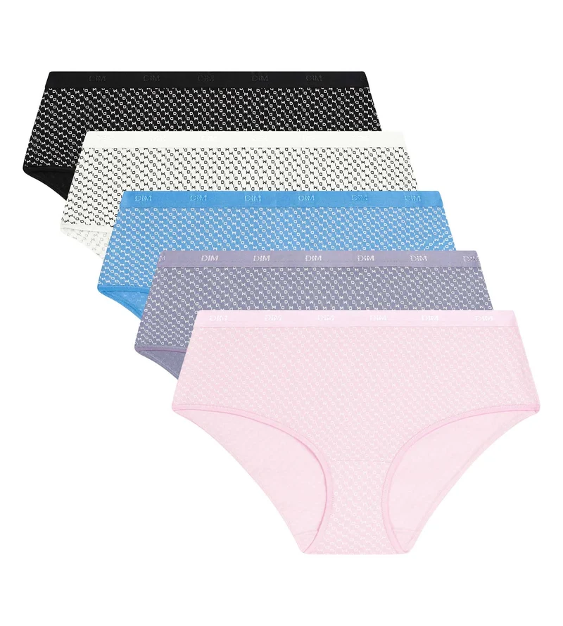 Lot de 5 boxers femme coton stretch logo Dim Les Pockets