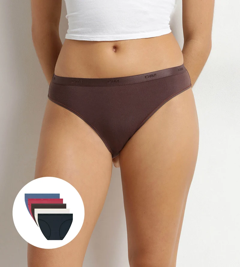 Lot de 5 slips femme coton stretch Rouge Les Pockets Ecodim