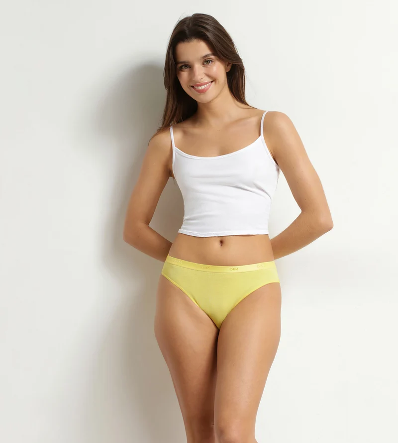 Lot de 3 slips femme coton stretch Bleu Jaune Les Pockets Ecodim