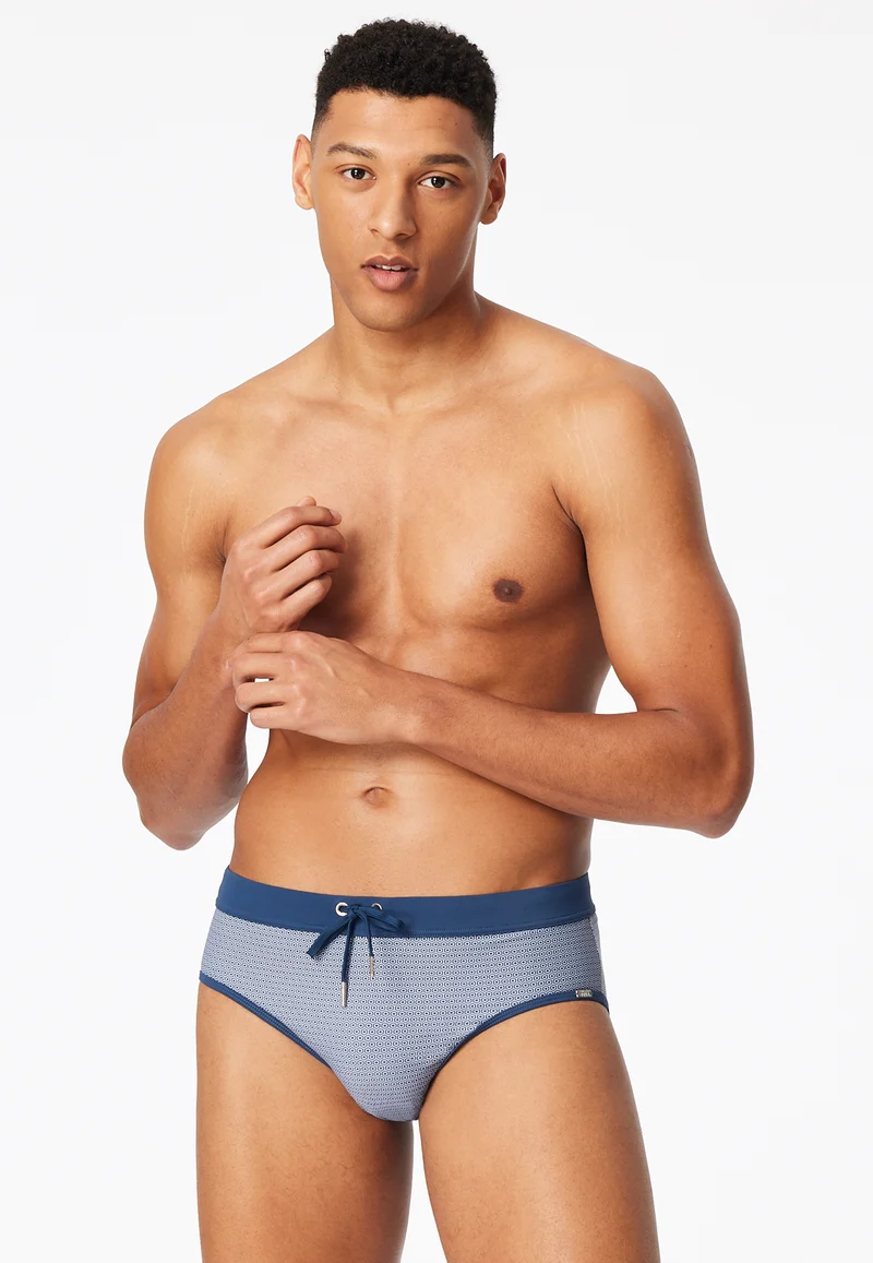 Badehose Blau/Weiss gemustert - Aqua