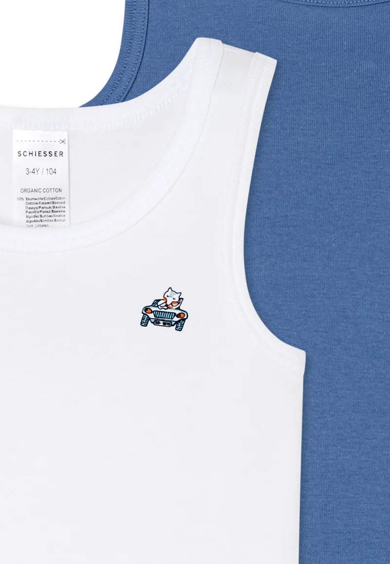 Unterhemd 2er-Pack Blau/Weiss - Fine Rib