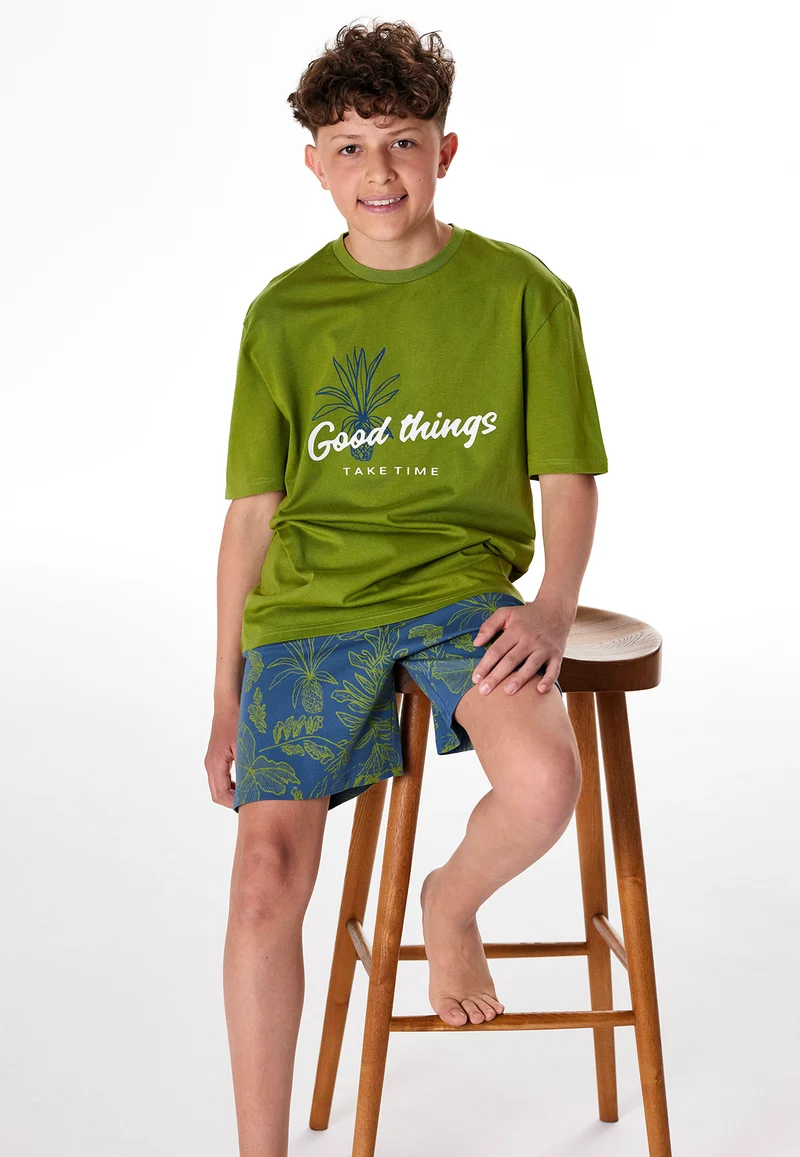 Schlafanzug kurz Grün/Blau gemustert - Teens Nightwear