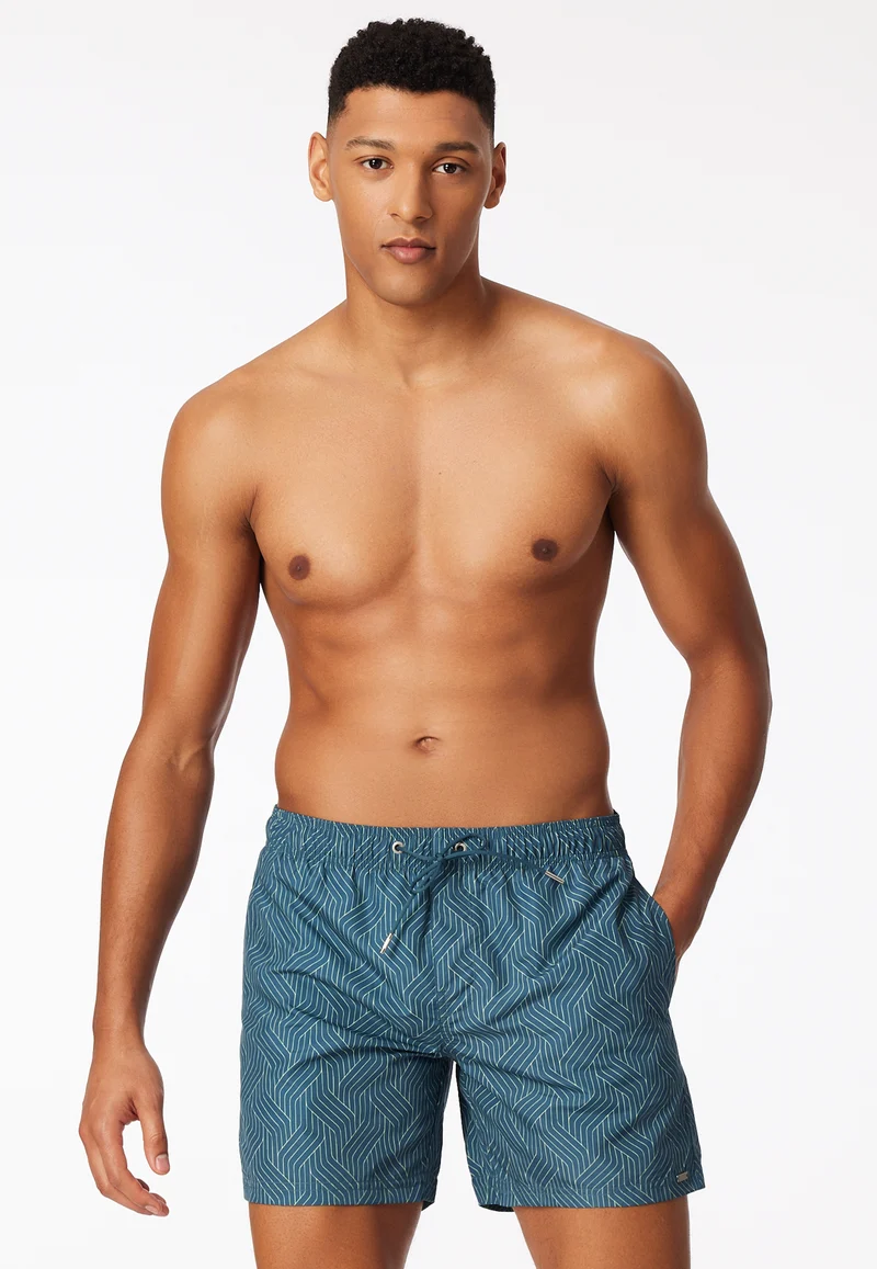 Badeshorts Blau gemustert - Aqua