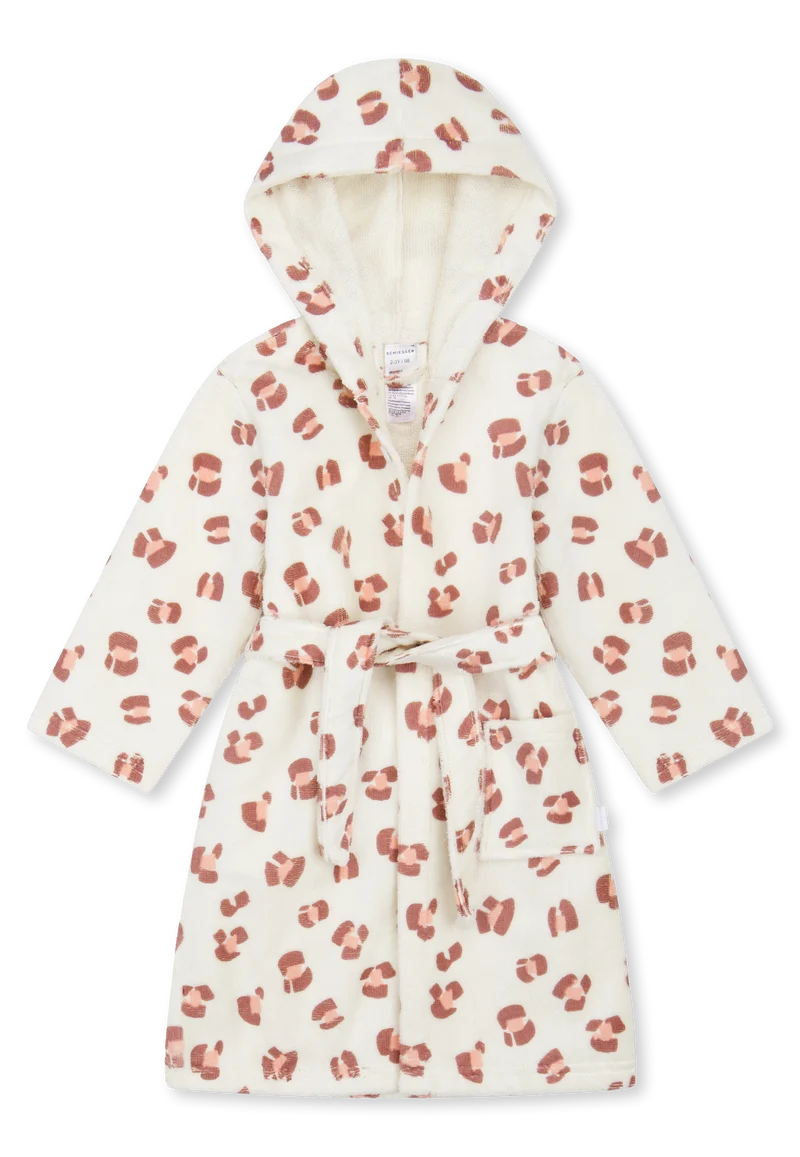Bademantel mit Kapuze Velours Weiss - Kids Nightwear