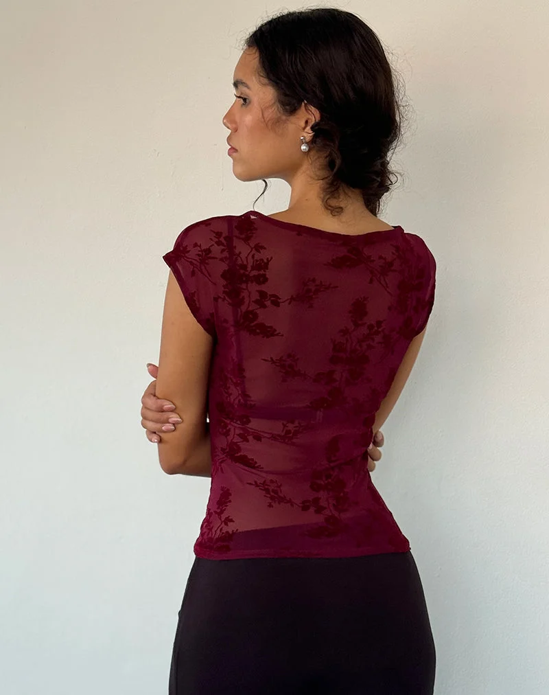 Top Nova en Botanical Flower Maroon