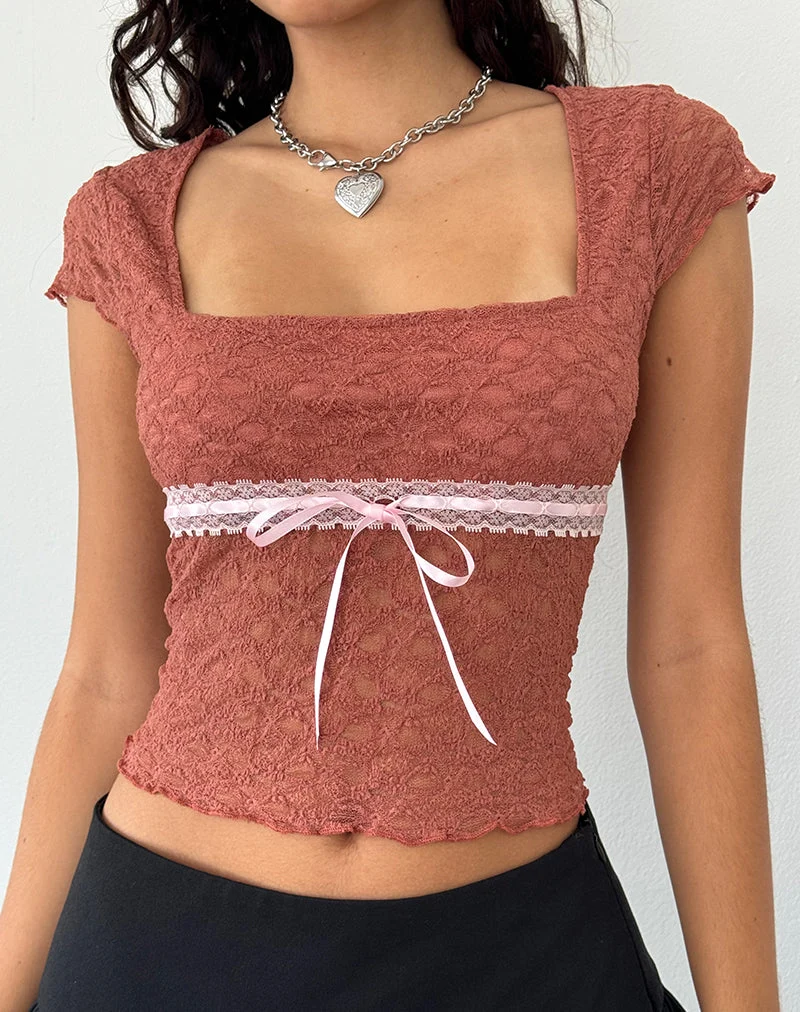 Top en dentelle Sherine, rose flétri