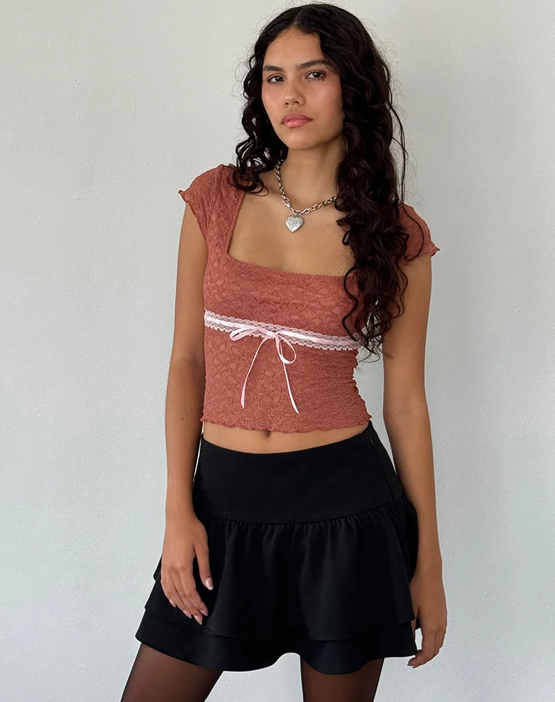 Top en dentelle Sherine, rose flétri