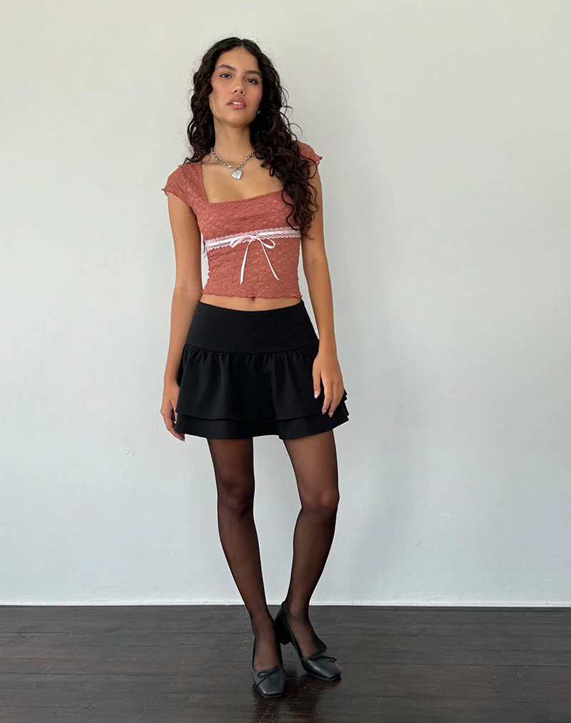 Top en dentelle Sherine, rose flétri