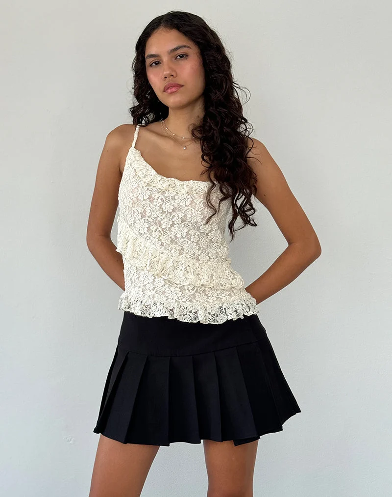 Octavia - Top cami asymétrique en dentelle ivoire