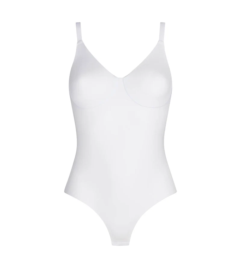 Body femme avec soutien-gorge intégré en microfibre Blanc Dim Invisible