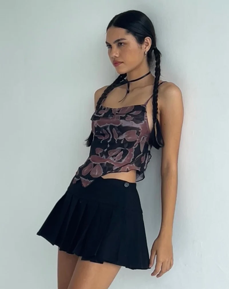 Jupe micro plissée Casini, tailleur noir