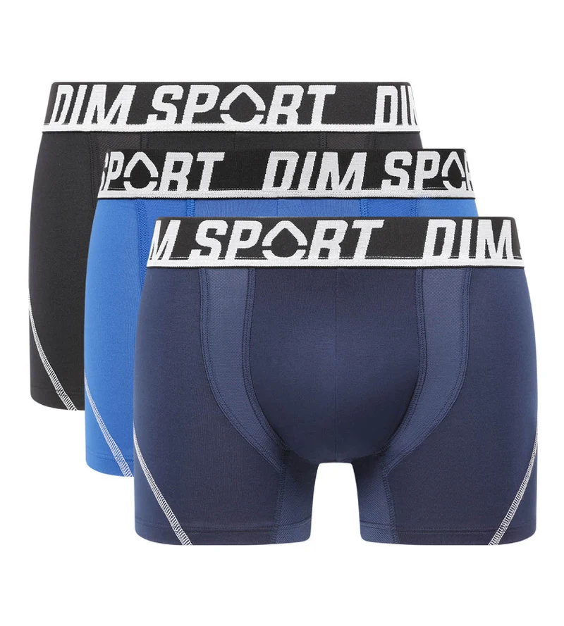 Lot de 3 boxers homme microfibre thermorégulateur Bleu Dim Sport