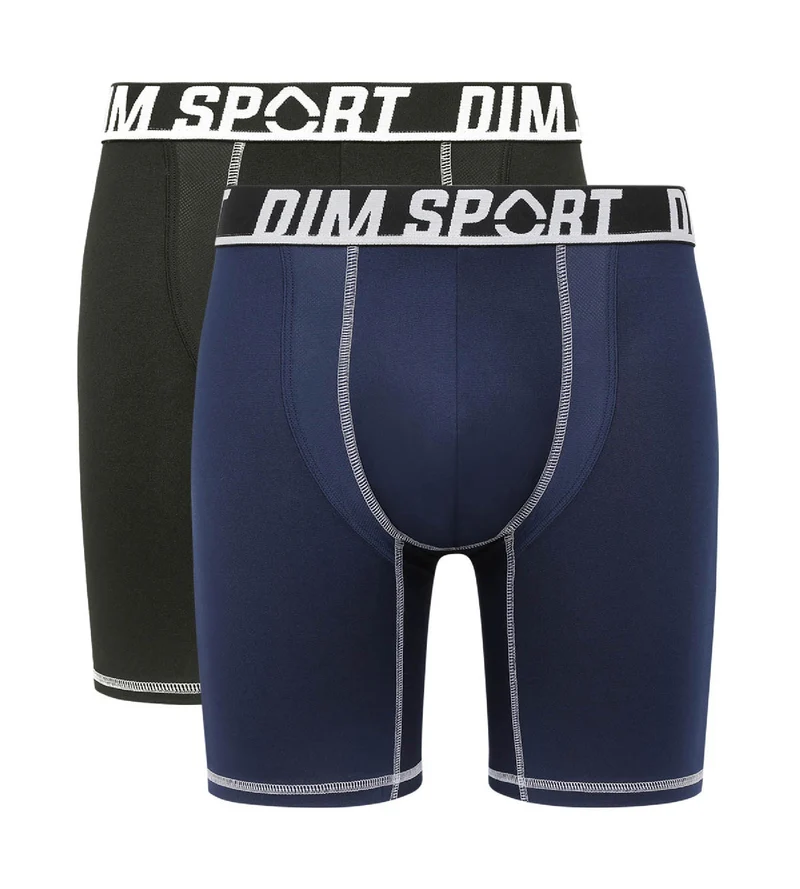 Lot de 2 boxers longs microfibre thermoregulateurs Gris Noir Dim Sport