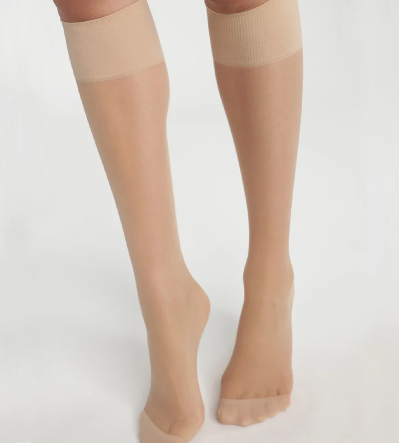 Lot de 2 paires de mi-bas en voile Lycra renforcé Beige Ultra Resist