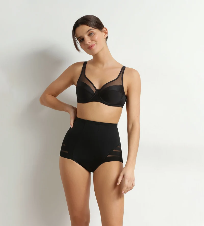 Culotte haute ventre plat Noire Femme Dim Silhouette Élégance