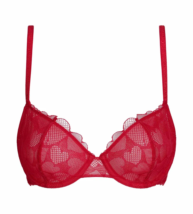Soutien-gorge emboîtant en dentelle à motif cœur Rouge Red Love