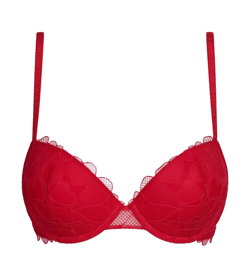 Soutien-gorge push-up en dentelle à motif cœur Rouge Red Love