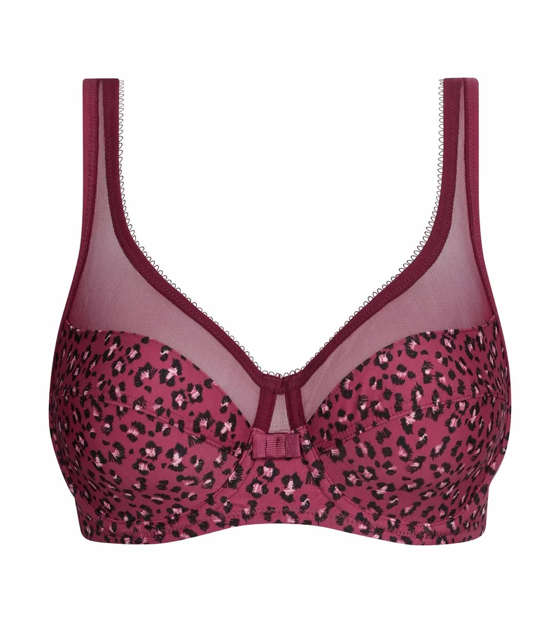 Soutien-gorge emboîtant en microfibre et tulle Rouge Marron Generous