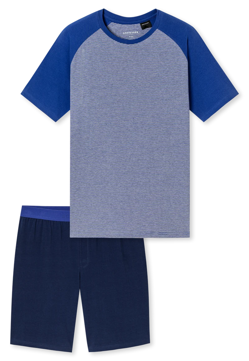 Schlafanzug kurz Blau gemustert - 95/5