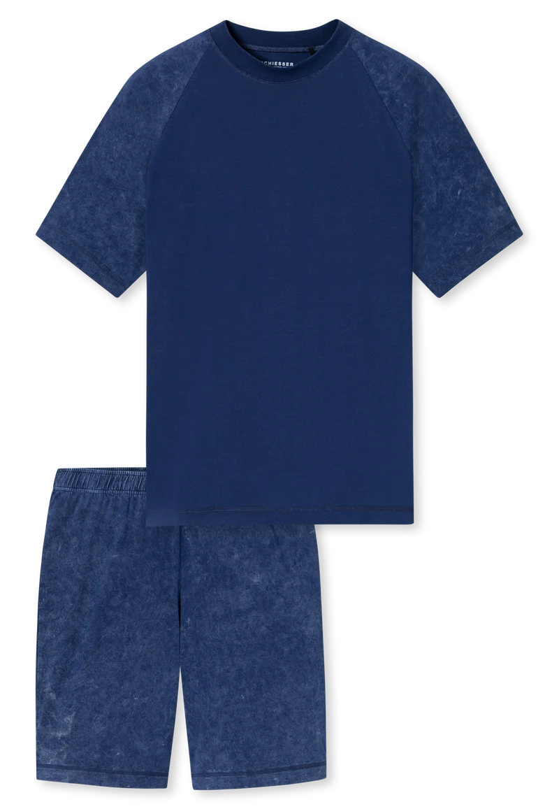 Schlafanzug kurz Blau - Modern Essentials