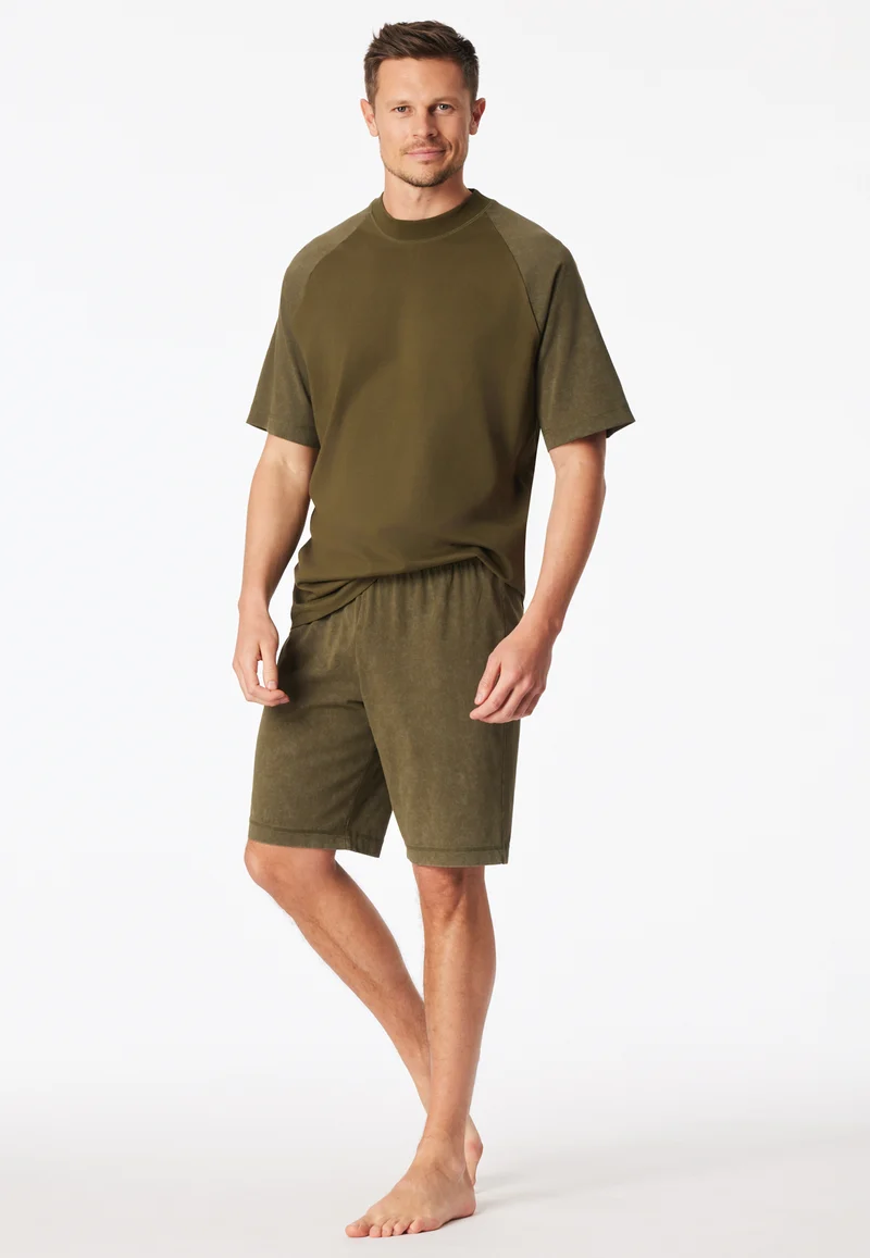 Schlafanzug kurz Oliv - Modern Essentials
