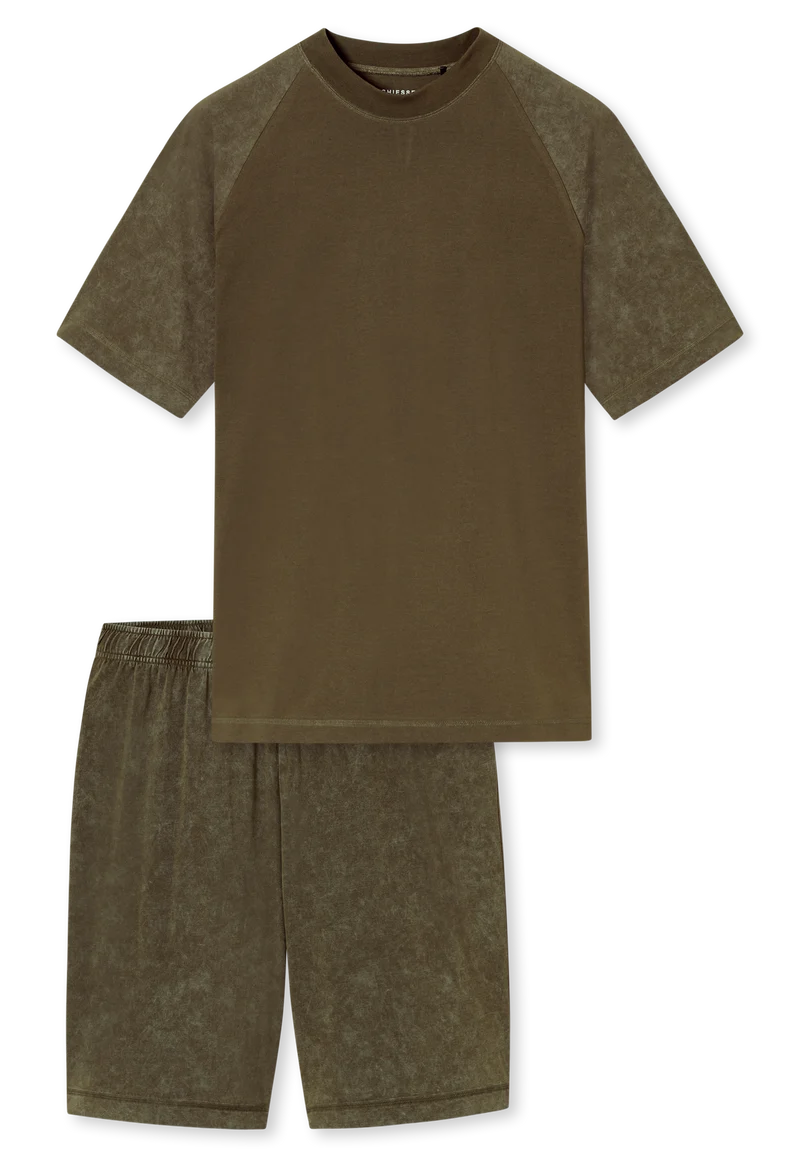 Schlafanzug kurz Oliv - Modern Essentials