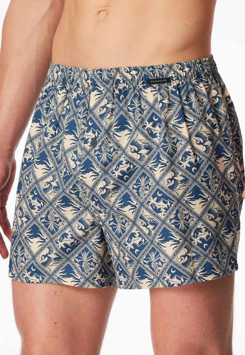 Boxershorts mit Knopfleiste 2er-Pack Dunkelblau kariert - Boxershorts Multipacks