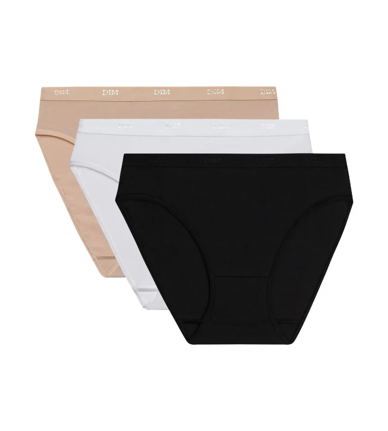 Lot de 3 slips blanc/peau/noir Les Pockets Coton