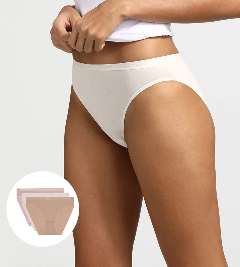 Lot de 3 slips peau/rose/nacre Les Pockets Coton